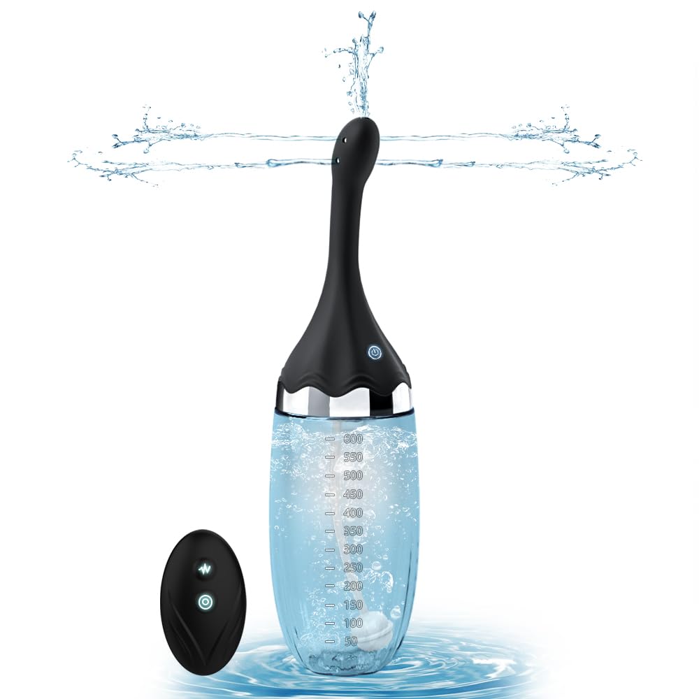 Ducha anal Pera de enema automática-Enemas eléctricos de 20 oz para limpieza de colon para mujeres con 3 velocidades y 5 boquillas,Duchas de silicona para hombres Limpiador anal