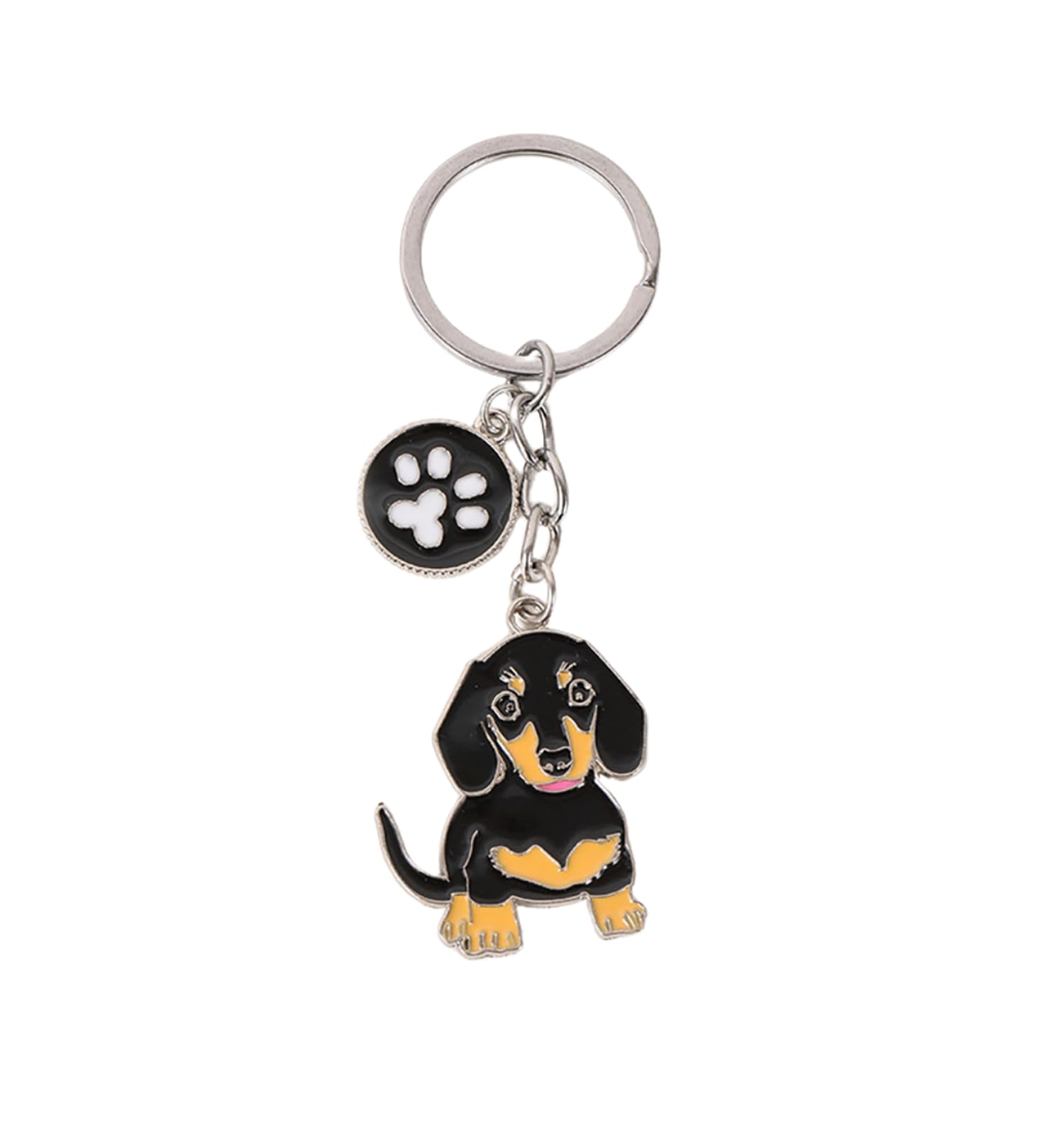 Bt Bear Unisex Dachshund Footprint Keychain,Dog Id Tag Cute Metal Dog Keychain Keyring Keyfob Bag Charm (Dachshund Footprint)
