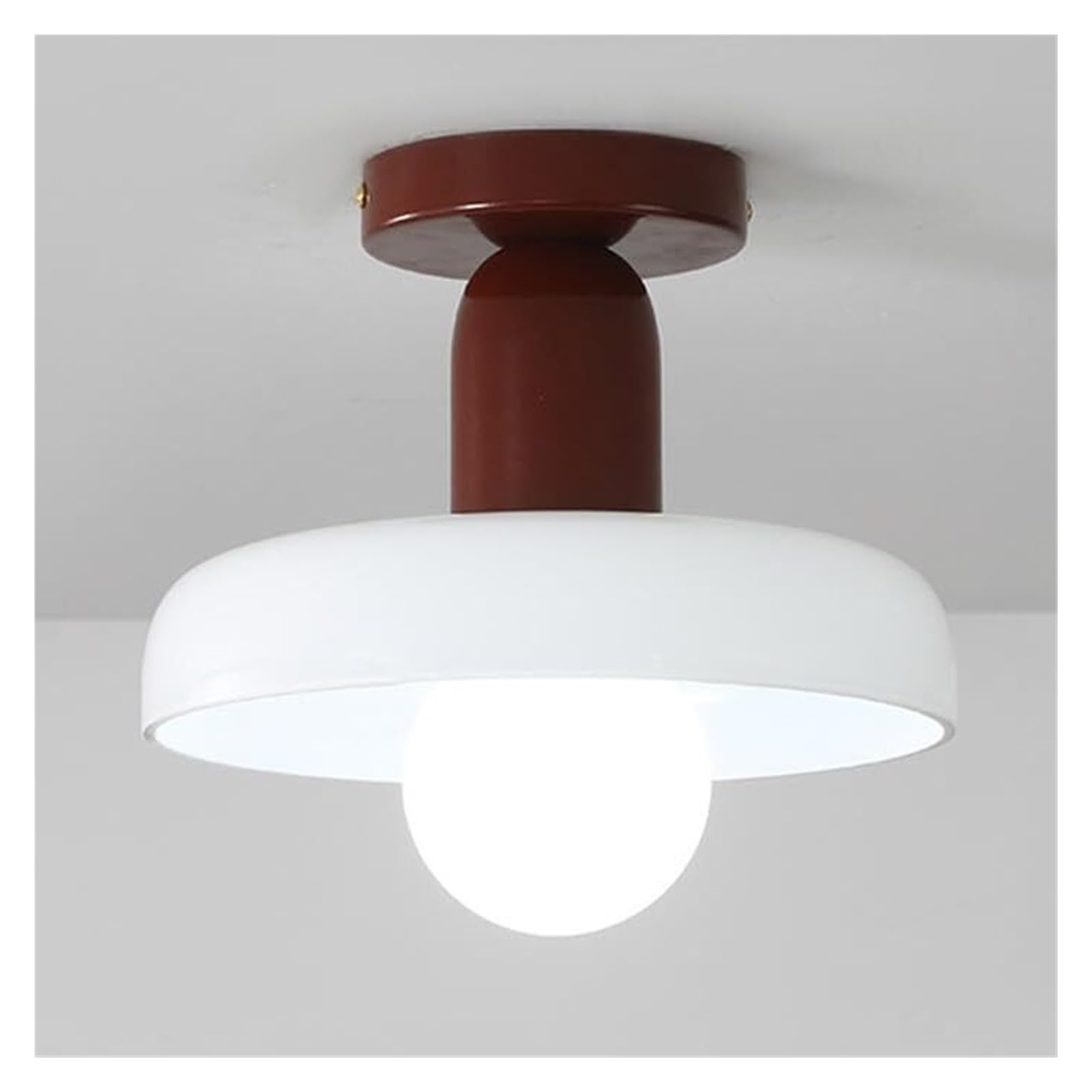 KHUKHU Glass Ceiling Light Fixture Mid Century Modern Hallway Light Fixtures Ceiling Glass Farmhouse Ceiling Lamp for Bathroom Kitchen Foyer Entryway Balcony(White,+red)