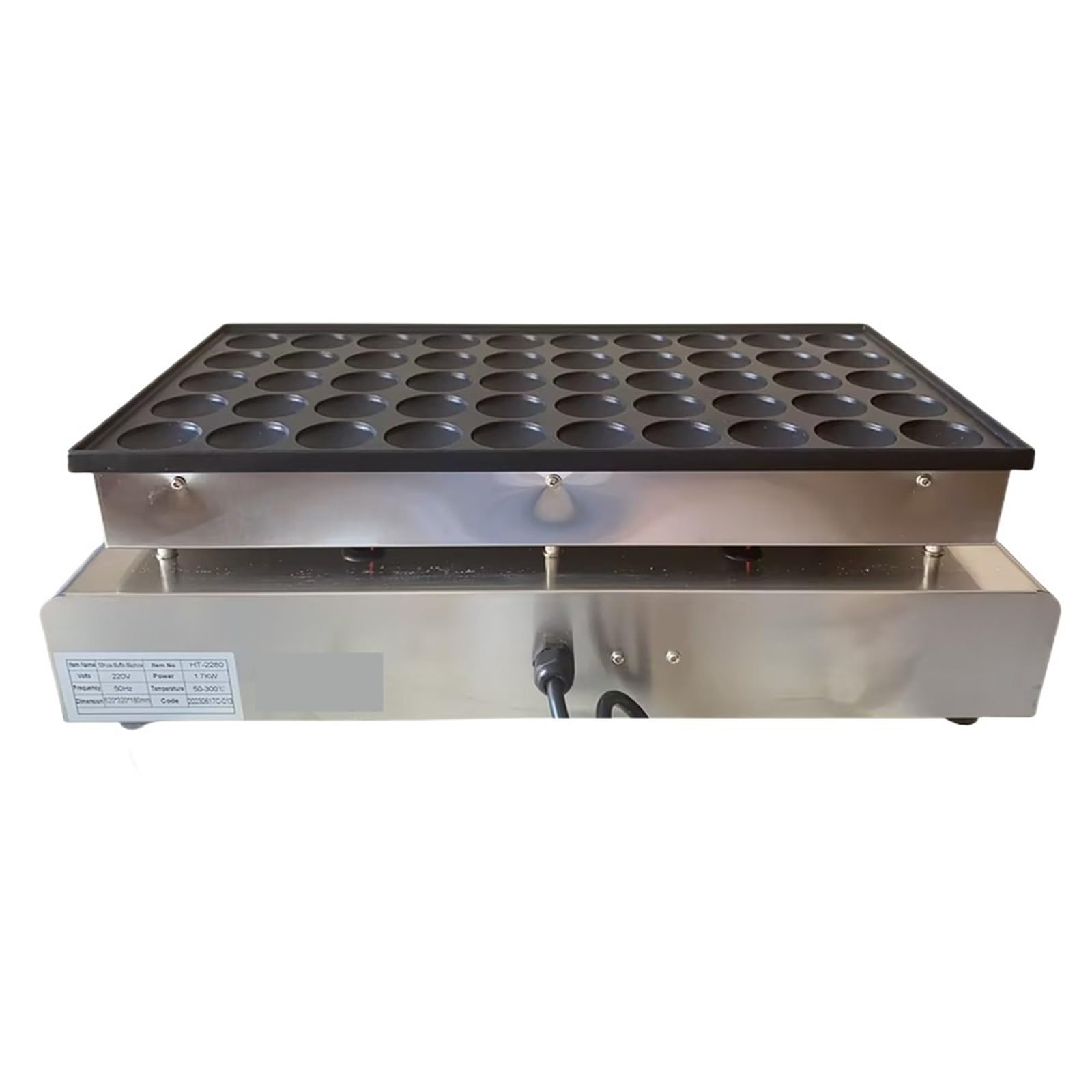 Écologique Machine à crêpes électrique commerciale, 50 trous, 850W + 850W, Mini gaufrier néerlandais, Machine à crêpes, Mini Machine à beignets Sans fumée, facile à utiliser et à nettoyer