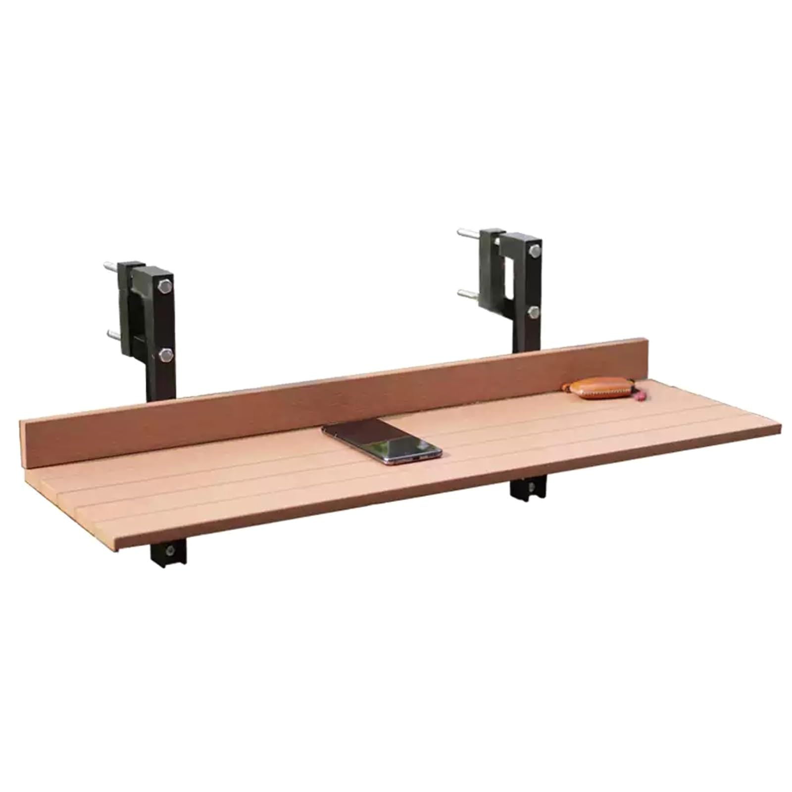 Table de Balcon Pliante pour Garde Corps avec Fixation Réglable, Table Suspendue Balcon en Composite Bois-Plastique pour Balcon, Terrasse Et Patio