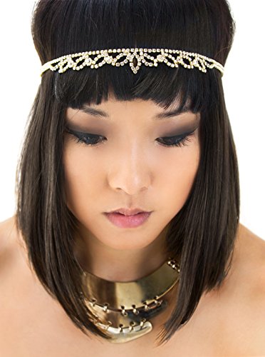 AMY O Gold Grecian Godess Crystal Headband, Egyptian, Cleopatra Headpiece