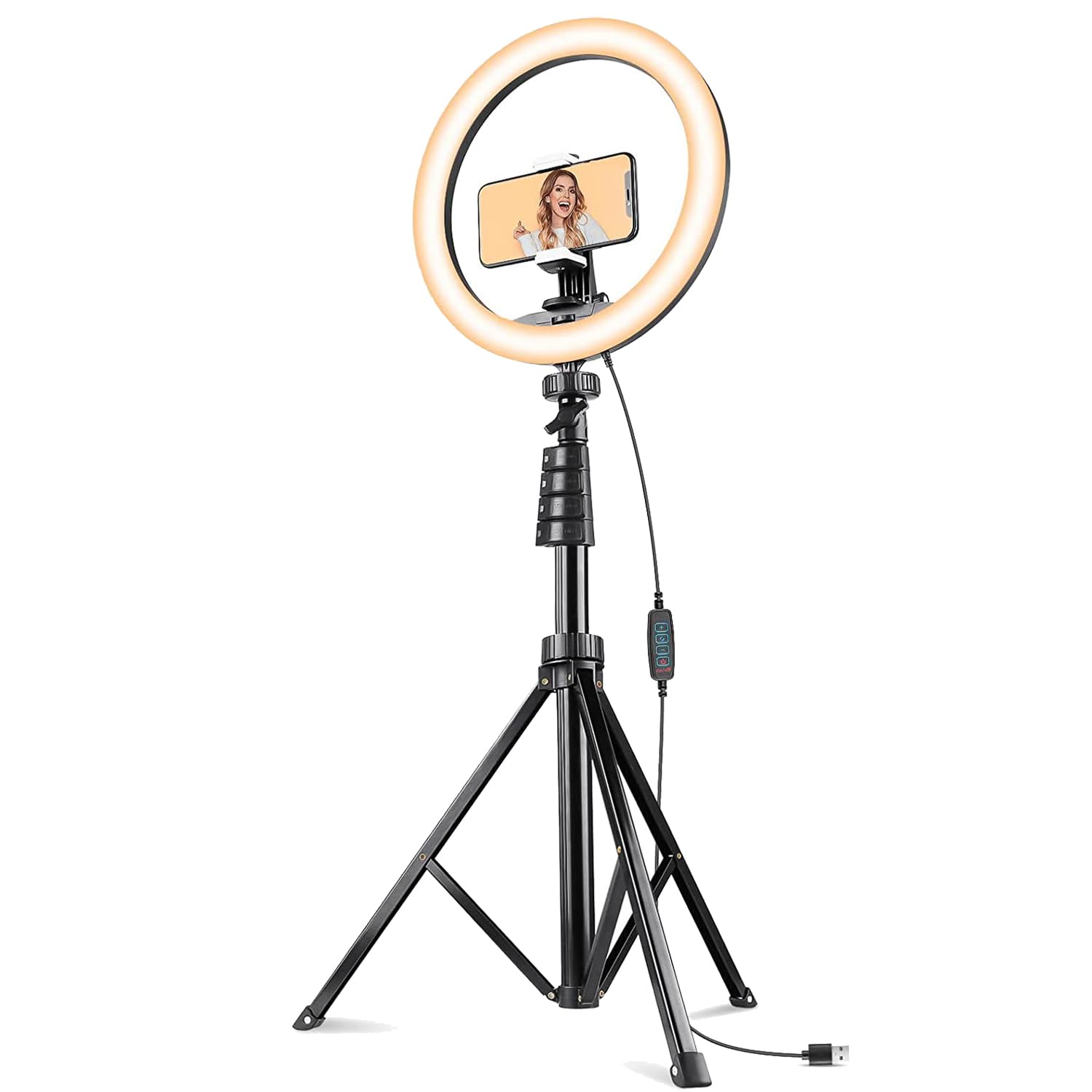 DDLC (14 Inch) Led Ring Light with 7 Feet Tripod Stand for Mobile Phones & Camera, 3 Temperature Mode Dimmable Lighting, Photo-Shoot, Video Shoot, Makeup & More (14 inch Tripod) (B0D9K9GNW6) Amazon Price History, Amazon Price Tracker