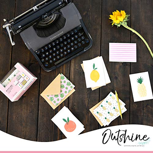 Outshine Blank Note Cards with Envelopes in Cute Storage Box - Set of 48 (Fruit) | 3.5" x 5" Bulk Blank Cards with Envelopes All Occasion | Greeting Cards, Thank You Cards, Birthday Cards