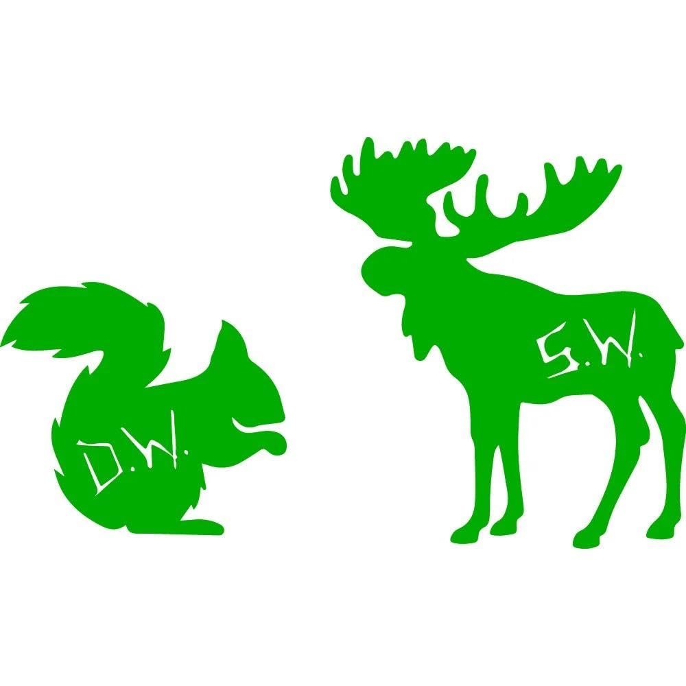 Bertdcx Green Auto Accessory Moose And Squirrel Vinyl Stickers Supernatural Design Car Decals(Green)