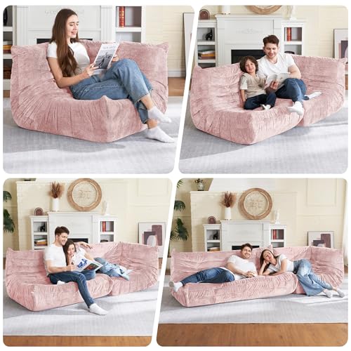 Image of HABUTWAY Giant Bean Bag Chairs Lazy Sofa for Adults,Corner,Pink | Memory Foam Bean Bag Chairs,Fireside Corner Chair,Lazy Floor Corner Sofa for Living Room, Bedroom, Dorm, Office
