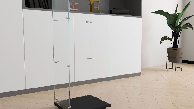 Yoluckea 3 Shelves Glass Display Cabinet with Door,Floor Standing Clear Glass Curio Cabinet Collection Display Case for Living Room Bedroom 49.41”x15.16”x13.58” White (Quick Assembly)