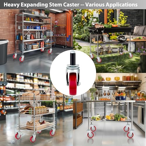 Finnhomy F20EPC4N3657 4 Inch Prep Table Caster Wheels Set Of 4 Heavy Duty Expanding Stem Casters Fit 7/8" thumb #5