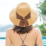 LLZTYM Playa/Sombrero/Niña/Verano/Playa/Aleros Grandes/Sombreros De Paja/Plegable/Suncap/Vacaciones/Protector Solar/Sombrilla/Regalo, Café