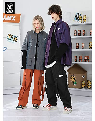 Unisex Baggy Cargo Pants for Men and Women Cool Streetwear Trouser Plus Size Y2K Pants with Flap Pockets4
