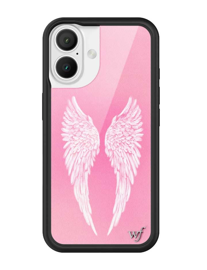 Image of Wildflower Cases - Compatible with iPhone 16 | Protective Black Bumper, 6.5ft Drop Test Certified, Women Owned Small Business | Pink White Wings Aesthetic Trendy | Angel Baby