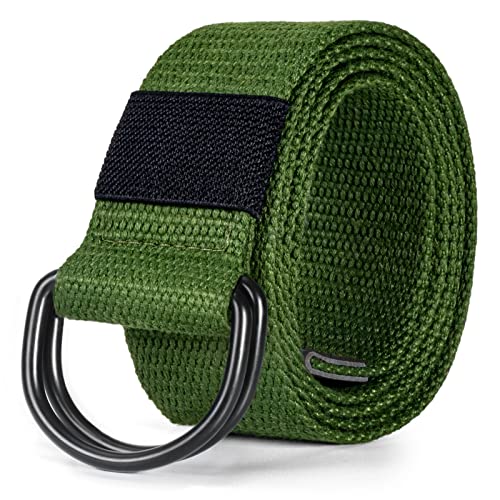 Image of maikun Mens Womens Canvas Belt, D-ring Buckle Cloth Fabric Belt for Men | 1 1 /2 Inch Wide Casual Belt for Jeans Pants Football