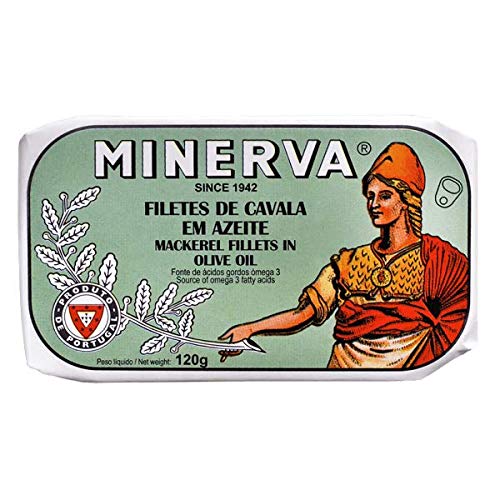 Minerva - Filetes de caballa enlatados gourmet en aceite de oliva - 4.23oz / 120gr (paquete de 5 latas)
