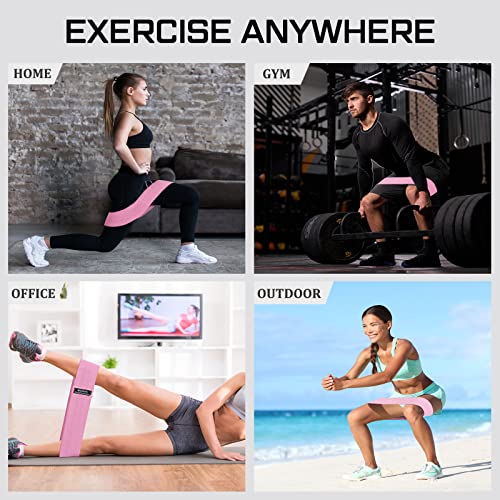 Image of 12 Pcs Fabric Resistance Bands for Working Out Non-Slip Booty Exercise Loop Bands for Women Men Glutes Hip Thigh Butt Yoga Pilates Fitness Gym, Light Medium Heavy