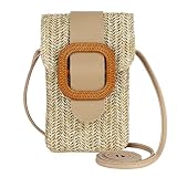 Coopay Sacs de téléphone en paille pour femmes, camel