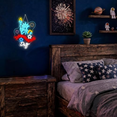 Image of Statue of Liberty Neon Sign Independence Day Neon Light 4th Of July LED Led Light Goddess of Liberty Led Sign 250th Anniversary Led Sign Gifts for Americans for Patriotic Party Bedroom Bookstore Man Cave Bar Patio