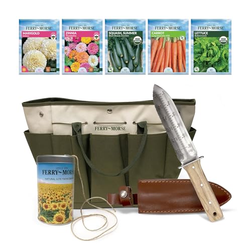 Image of Ferry-Morse Garden Essentials Tote with Hori Hori 5 Seed Packs & Jute Twine