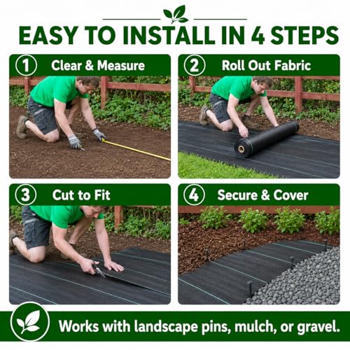 3FT x300FT Heavy Duty Weed Barrier Fabric - Woven Polypropylene Weed Control Ground Cloth for Landscaping | Superior Permeability, Tear-Resistant Landscape Fabric for Driveway, Gardens, Commercial Use by HOOPLE - Used condition - Image 6