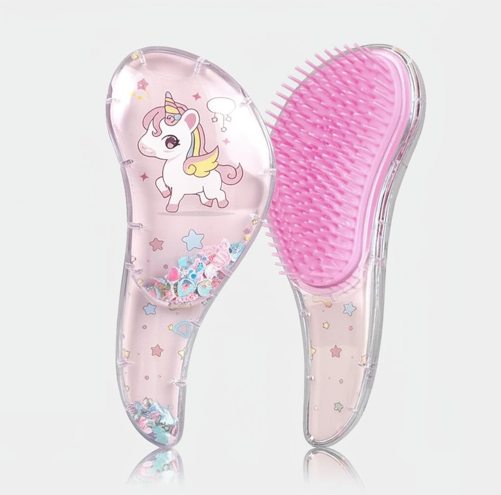 Detangling Brush for Toddler & Kids Hair- Detangler Brush for Natural,Curly,Straight,Hair, Little Girl Accessories, Kids, Teenager Gifts with cute design (Purple)