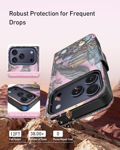 DEENAKIN for iPhone 17 Pro/iPhone 18 Pro Wallet Case with Cash Clip | Card Solts Holder, RFID-Blocking, UV-Printed Artwork, Magnetic Closure with Leather Kickstand - image 5