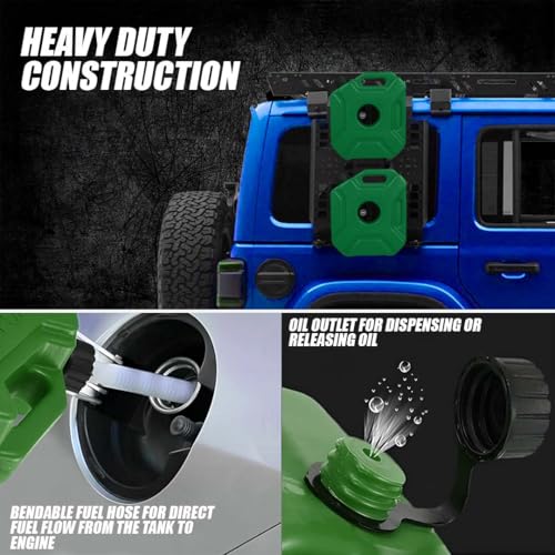 Image of Universal 5 Liter Fuel Jerry Can With Clamp and Cap For Motorcycle | Fuel Container Heavy Duty construction for Petrol /diesel /kerosene Storage (Green)