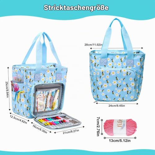 Coopay Aufbewahrungstasche für Wolle und Strickzubehör – Bienen-Design – Bild 4