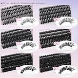 Silkiwinki Zestaw pojedynczych rzęs, 580 sztuk, naturalne rzęsy z klejem, usuwaczem i pęsetą, sztuczne rzęsy D Curl, 8-16 mm, do przedłużania rzęs (30D + 40D + 50D + 60D + 80D + 100D)