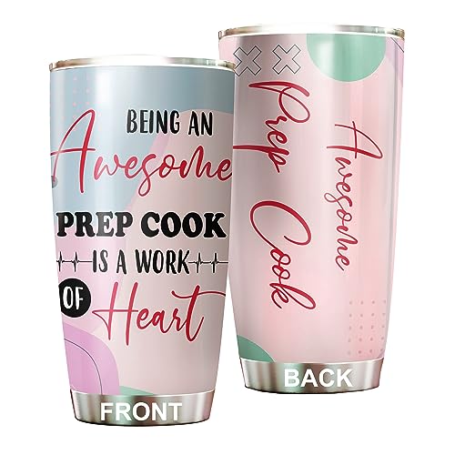 MEDROC Awesome Prep Cook Tumbler Stainless Steel 20oz, Funny Prep Cook Gifts Bulk For Birthday Christmas, Prep Cook Gifts For Men Women Office Coworker Driking Coffee Cup Humor