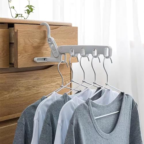 ZHUOMINGJIA Travel Folding Hanger,Multi-Functional Travel Clothes Hanger,Laundry Room Hanging Rack,for Travel, Hotel Stays, Business Trips, and Home Use (Grey,1 Pcs)