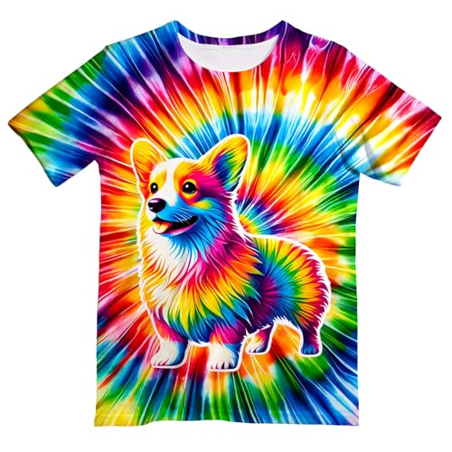 Image of Kids Neon Tie Dye Shirt for Boys Girls Tie-Dye T-Shirt Hippes Tshirt Senior Children Tee Size 6-16 Years Age