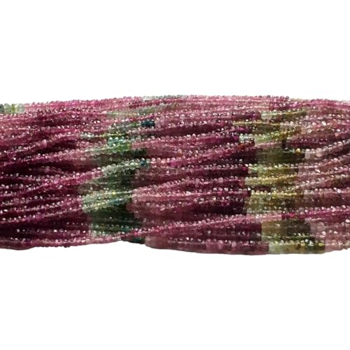 Tourmaline 3mm perles rondelles à facettes rose et verte de 6.5 à 13 pouces