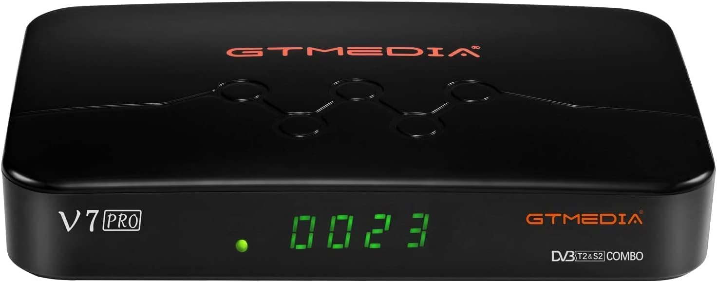 GT media V7 pro terrestrial and satellite digital decoder combo, H.265 HEVC 10bit DVB-T2 and DVB-S2X, Satellite HD TV decoder with TV HD slot antenna