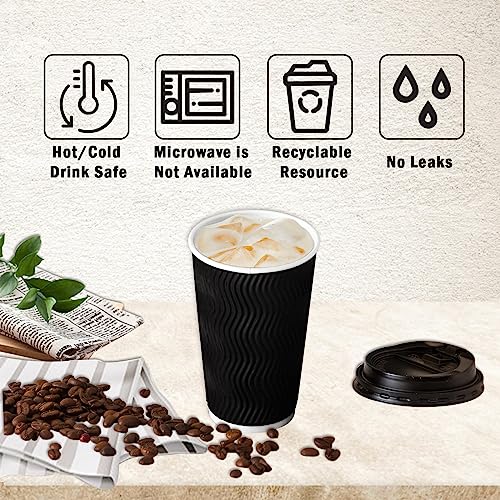 image for Lamosi 16 oz Coffee Cups-60 Pack Disposable Coffee Cups with Lids and 