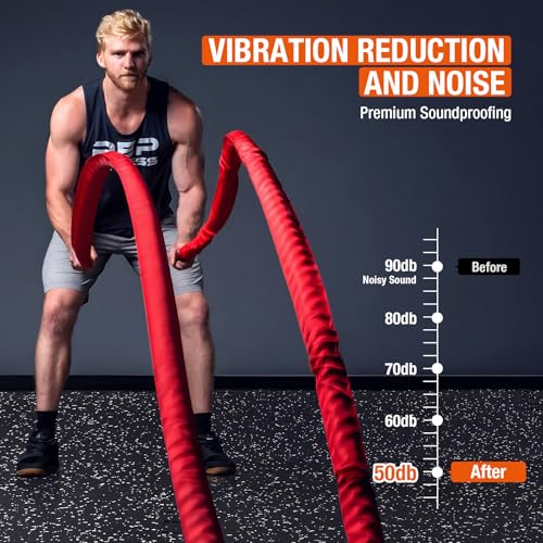 FAHKNS Gym Mat, 0.79'' Alfombrillas de goma para ejercicio, 12 piezas, 48 pies cuadrados, adhesivas, material EVA de alta densidad, negro miniatura 3