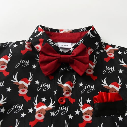 Image of Boarnseorl Baby Boys Pants Sets, Infant Long Sleeve Shirt + Pants + Bow Tie + Suspenders Outfits