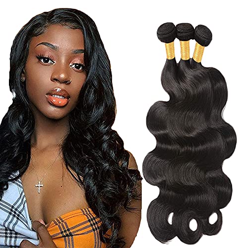 AuokMar 26 28 30 Inch 8A Brazilian Human Hair Body Wave Hair Bundles 100% Unprocessed Virgin Body Wave Human Hair Bundles 3 Bundles Natural Color Hair Extensions for Black Women