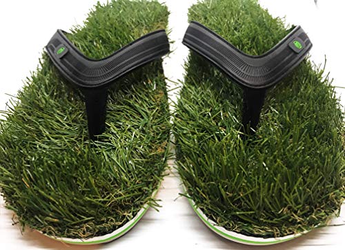 Image of Grass Sandals - Premium Quality Synthetic Grass Flip Flop Sandals with Memory foam strap - Large US Man Size 11-13 (Sandal Length 12 inch)