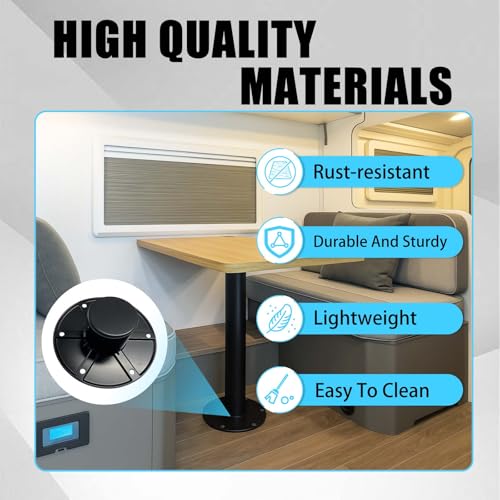 Image of Round Aluminum RV Trailer Pedestal Base,Flush Floor Mount Base for Table Legs with 6 Screw Holes,Fit for Table 013-1112 Table Base