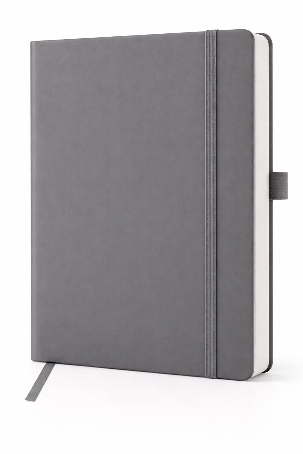 A5 Dotted Notebook with Hardcover โ 192 Pages Thick No Bleed Paper, Premium Journal with Elastic Closure, Pen Holder and Ribbon Bookmark, Lay Flat Design for Work Study and Bullet Journaling Grey