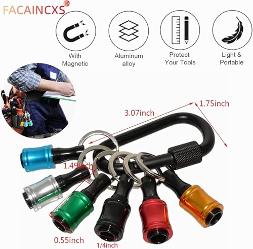 Facaincxs Bit Holder 1/4 Inch Hex Shank Screwdriver Bits Holder Extension Bar Keychain Screw Adapter Drill Change Hand-Held Screwdrivers Drill Bits Holder Portable thumb #4