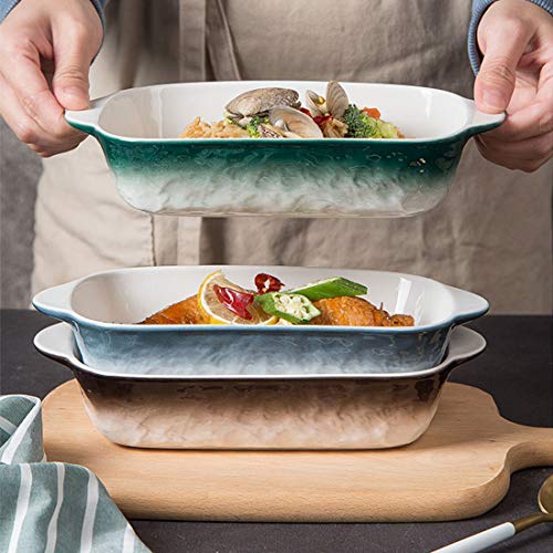 BonNoces Porcelain Baking Dish, Small Rectangular Pasta Lasagna Pan, Individual Casserole Bakeware with Handle, for Oven Kitchen Cooking, Set of 3, Assorted Colors - Thumbnail 6