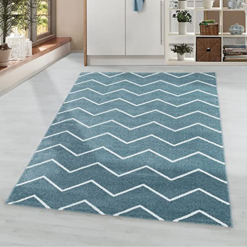 Tapis enfant vagues bleu petit format 80x150 antidérapant