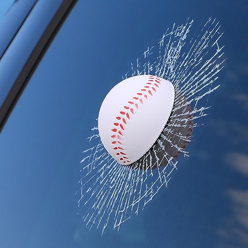 COGEEK Broken Glass 3D Sticker Car Window Ball Hits Self Adhesive Funny Car Stickers (Baseball)
