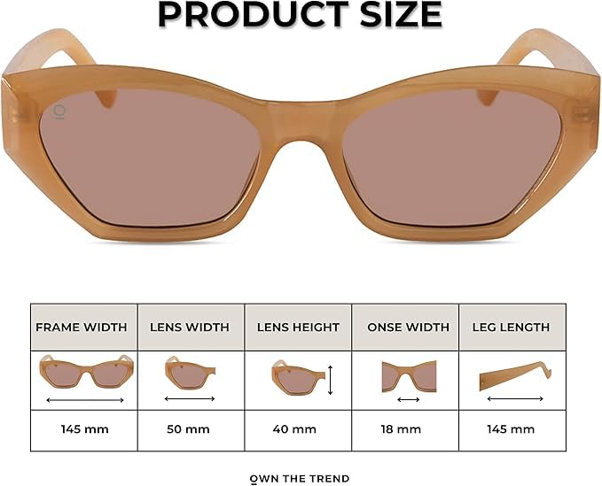 OWN THE TREND Trendy Sunglasses for Women - Sunglasses Womens with UV protection - Vintage Retro Oval Y2K Fashion Sun Glasses