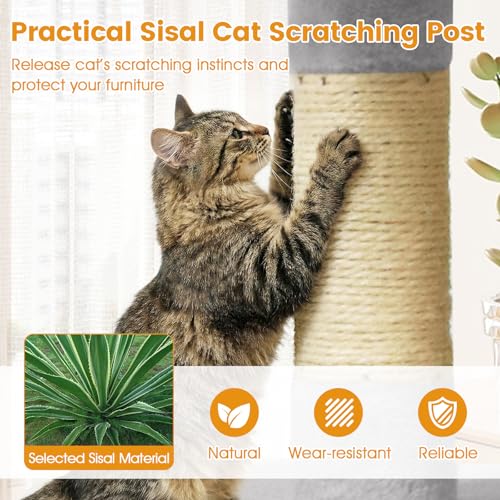 Árbol para gato moderno PETSITE 25.5 pulgadas Gris miniatura 6