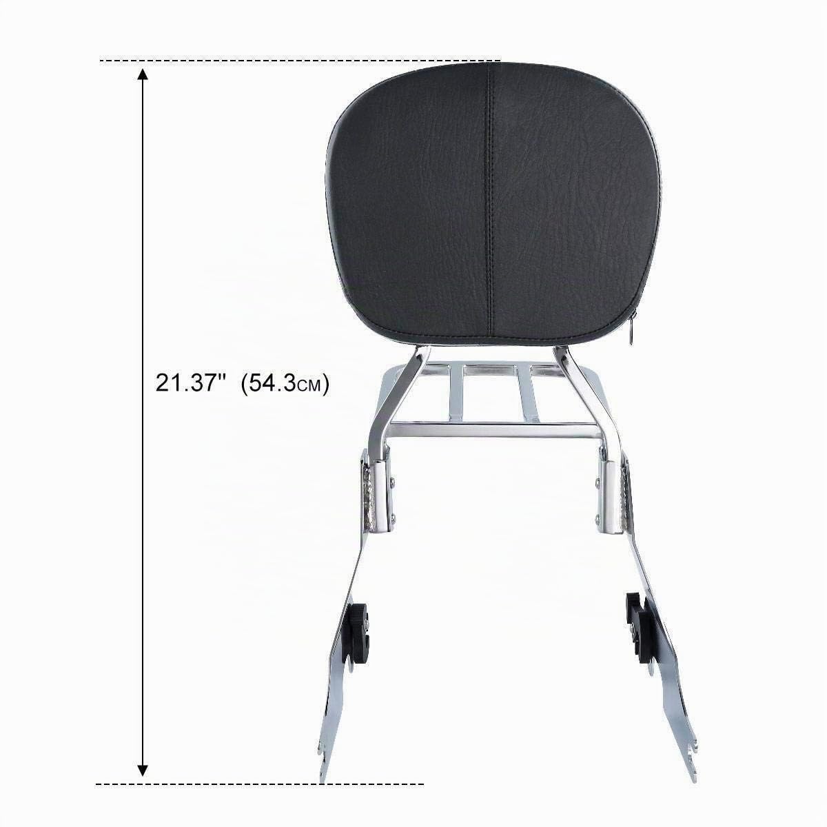 TCMT Portapacchi cromato con schienale Sissy Bar compatibile con Harley Sportster 883 XL883 2004-2022 SuperLow 2011-2019 1200T XL1200T 2014-2017 Sportster XL1200L 2006-2011 Forty Eight XL1200X 2010