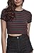 Produktbild Urban Classics Damen Ladies Rib Stripe Cropped Tee T-Shirt, Mehrfarbig (Green/Black/Firered 01315), X-Large