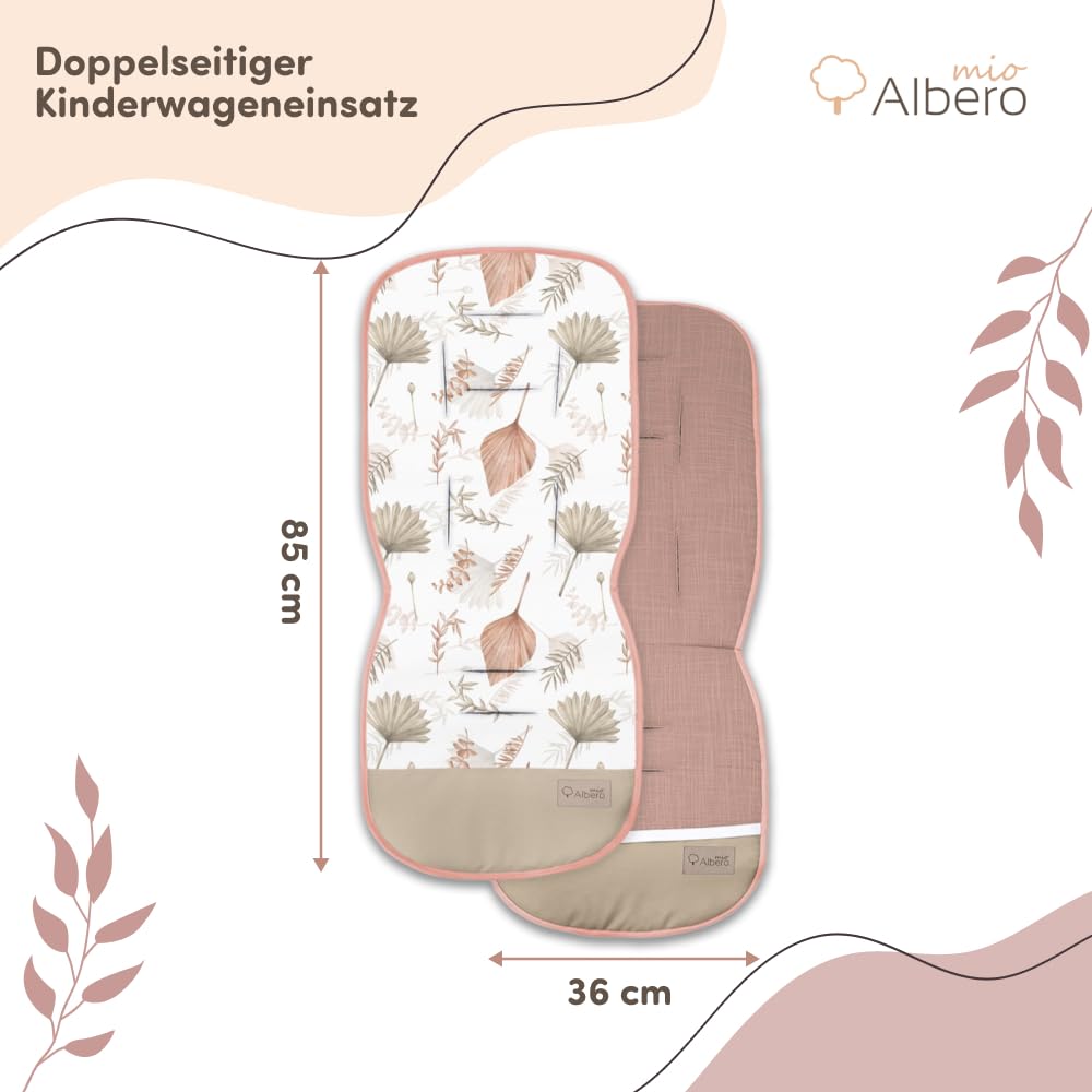 Alfombrilla de doble cara para cochecito de bebé, 85 x 36 cm, protección universal para cochecito de bebé, muselina, 100% algodón, accesorios para cochecito de bebé, boho rusty