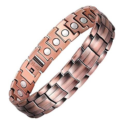 Jeracol Magnetic Bracelet for Men Solid Copper Magnetic Bracelets with Strong Magnets Wristband Adjustable Magnetic Brazaletes with Remove Tool & Jewellry Gift Box Cover