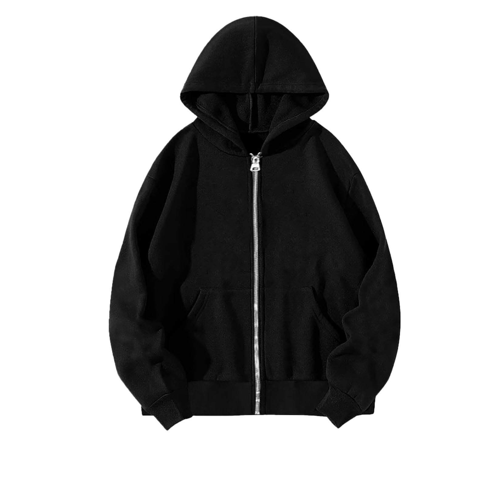Felpa Con Cappuccio Donna Tinta Unita Morbido Eleganti Sweatshirt Classico Casual Leggero Hoodie Con Tasche E Cerniera Oversize Aperto Outerwear Giacca Sportiva Invernale Manica Lunga Cotone Cappotto